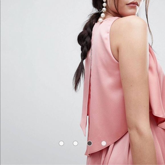 ASOS DESIGN crop top thigh split satin midi dress - Picture 4 of 17